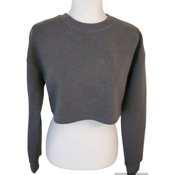 New Grey Lab Lounge Wear Crop Crewneck Sweatshirt Size Medium - Picture 5 of 5